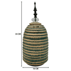 Jarron Florero Ceramica Decorativo Verde Con Dorado Egipcio - Fliperex