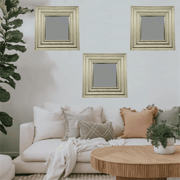 Set 3 Marcos De Espejos Cuadrados Dorados Para Decorar Hogar - Fliperex