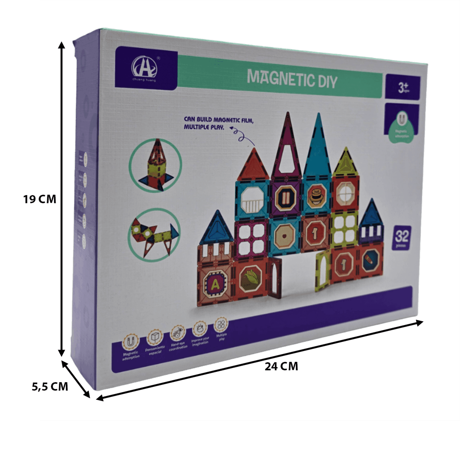 Set De Construccion Magnetico Piezas Magneticas 32 Piezas - Fliperex