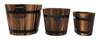 Set 3 Maceteros De Madera Tipo Barril Para Jardín Terraza - Fliperex