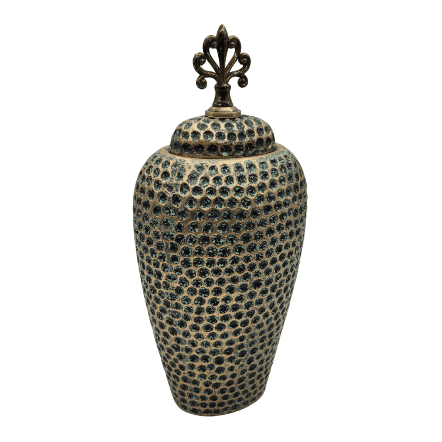 Jarron Florero Ceramica Diseño Envejecido Puntos Alargado - Fliperex