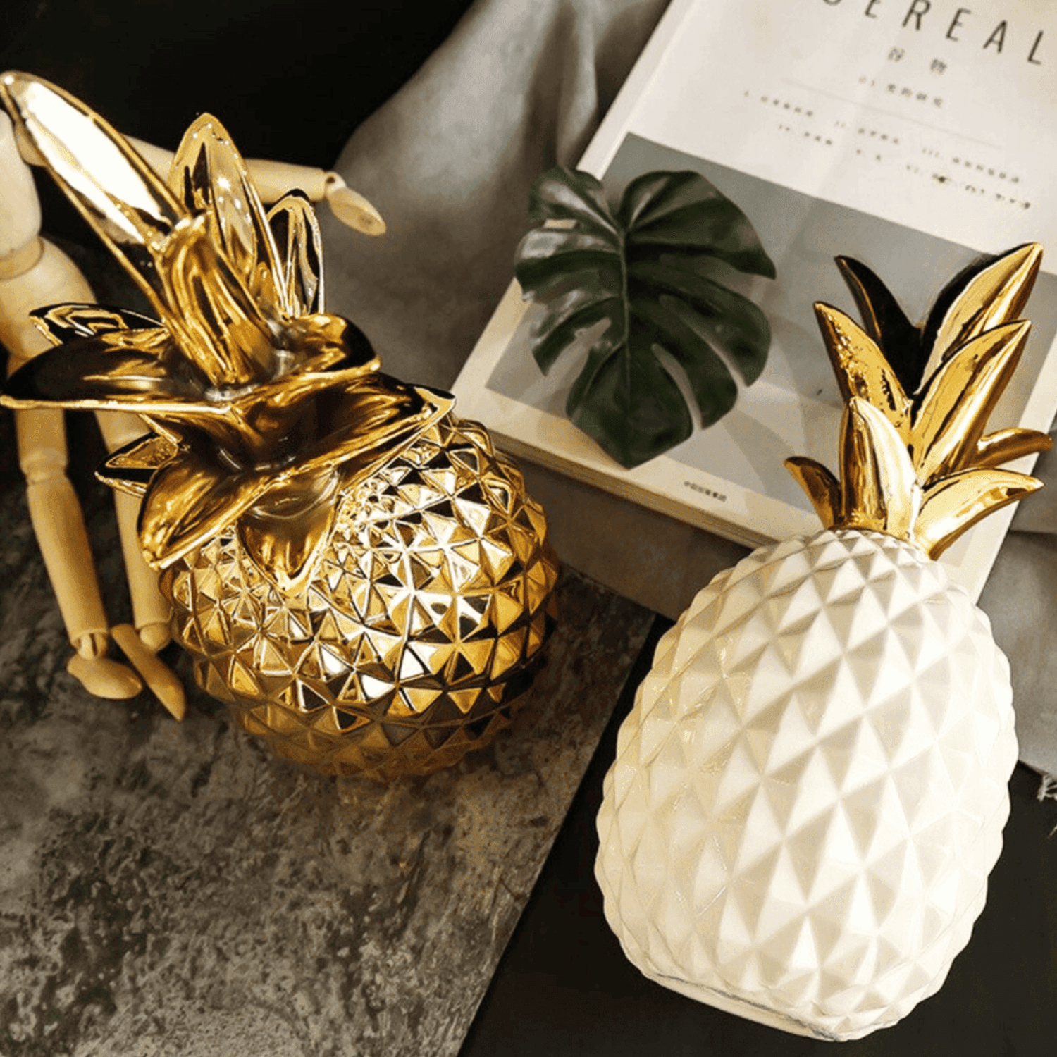 Set 2 Figuras Piñas Decorativas De Ceramica Adorno Decohogar - Fliperex