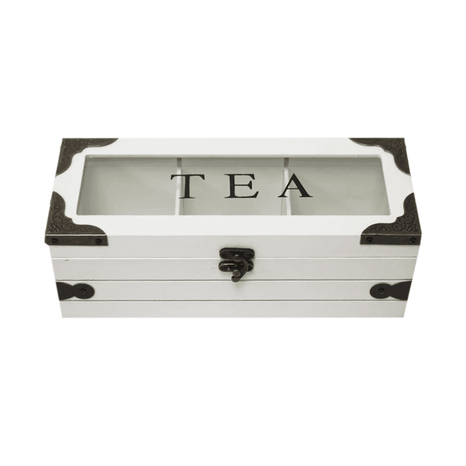 Caja De Te 3 Divisiones Tapa Con Diseño Decorativa Decohogar - Fliperex