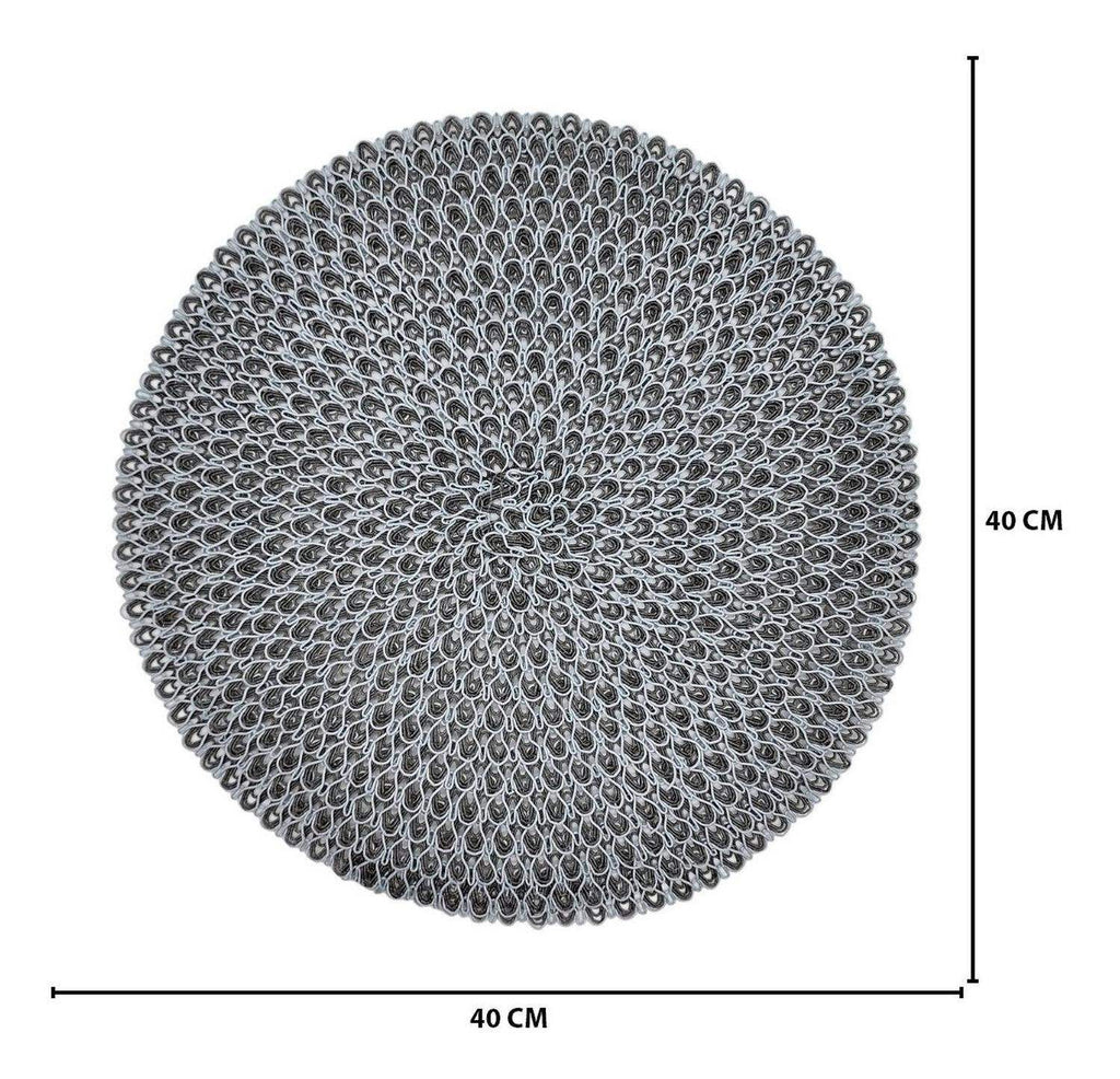 Set 6 Individuales Circulares Estilo Zigzag Diseño Gris - Fliperex