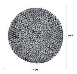 Set 6 Individuales Circulares Estilo Zigzag Diseño Gris - Fliperex