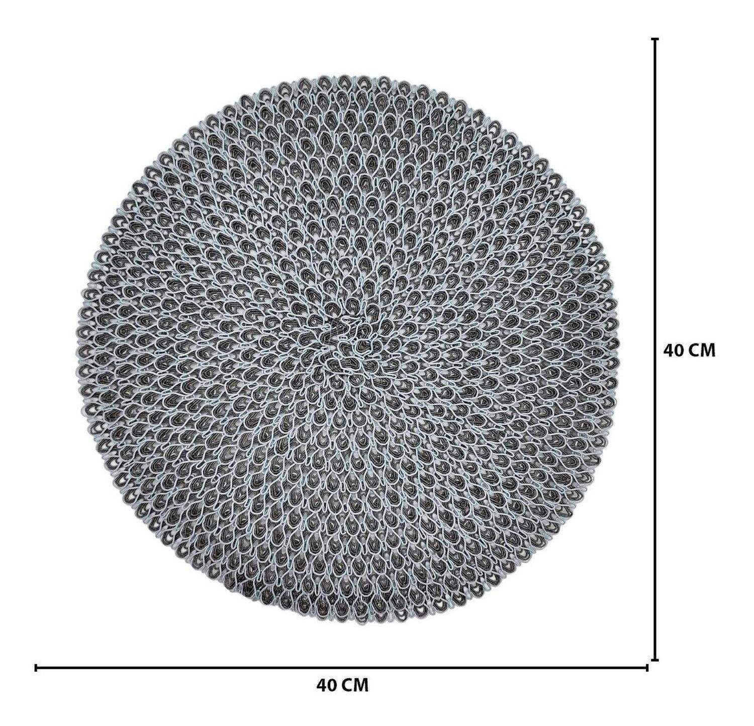 Set 6 Individuales Circulares Estilo Zigzag Diseño Gris - Fliperex