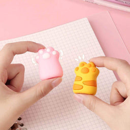 Set 2 Gomas De Borrar Patita De Gato Kawaii Colores - Fliperex