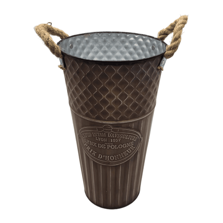 Macetero Balde Metalico Decorativo Vintage Desgastado - vista 2