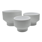 Set 3 Maceteros Maceta De Ceramica Copon Blanco Brillante - Fliperex