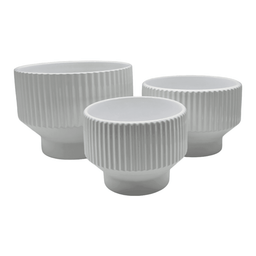 Set 3 Maceteros Maceta De Ceramica Copon Blanco Brillante - Fliperex
