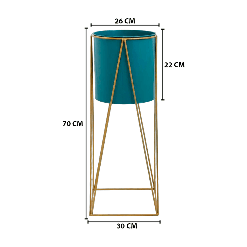 Porta Macetero Pedestal Maceta Plantas Verde Dorado - Fliperex