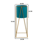 Porta Macetero Pedestal Maceta Plantas Verde Dorado - Fliperex