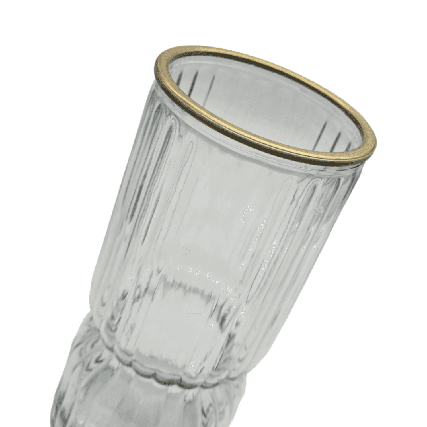 Florero Decorativo De Vidrio Con Diseño Borde Dorado - Fliperex