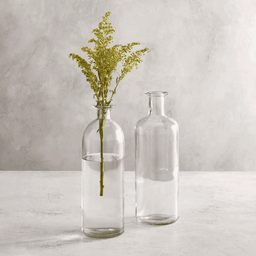 Florero Botella Decorativa De Vidrio Cristal Transparente - Fliperex