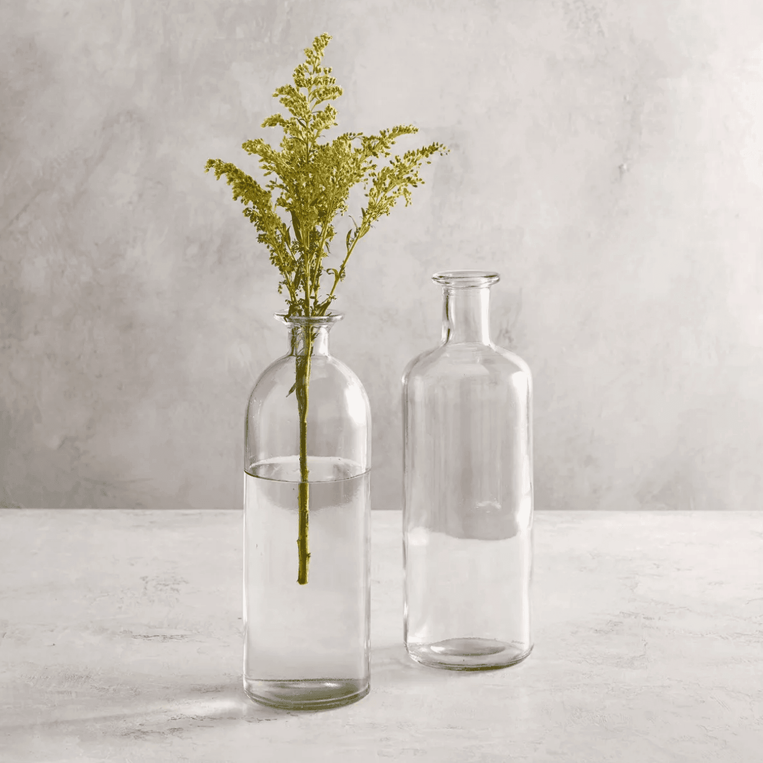 Florero Botella Decorativa De Vidrio Cristal Transparente - Fliperex