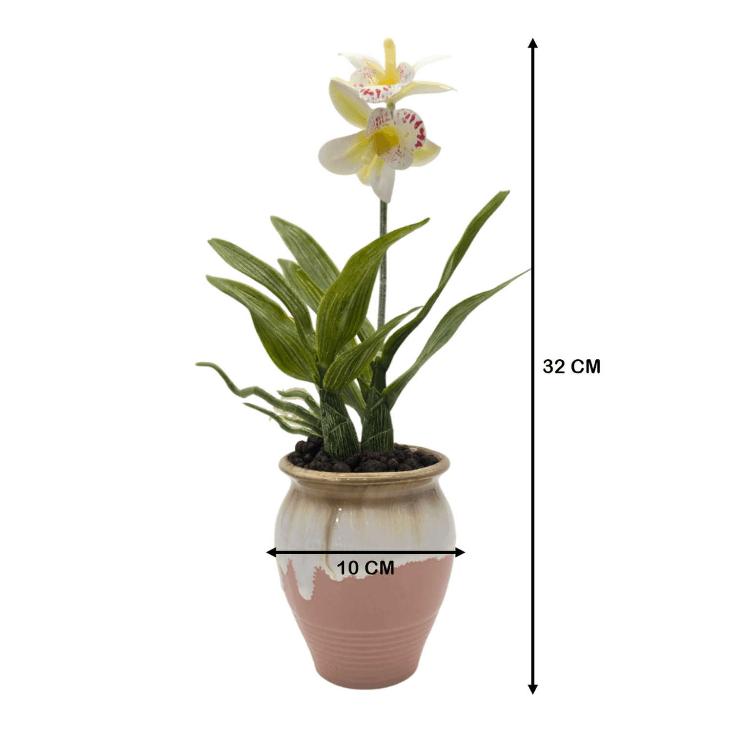 Planta Artificial Orquidea Blanca Macetero De Ceramica - Fliperex