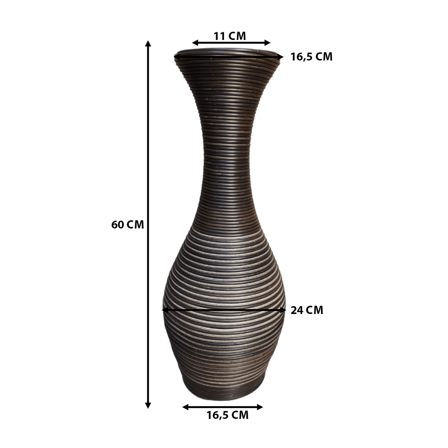 Jarron Florero Decorativo Tejido Rattan Moderno Marron 60 CM - Fliperex