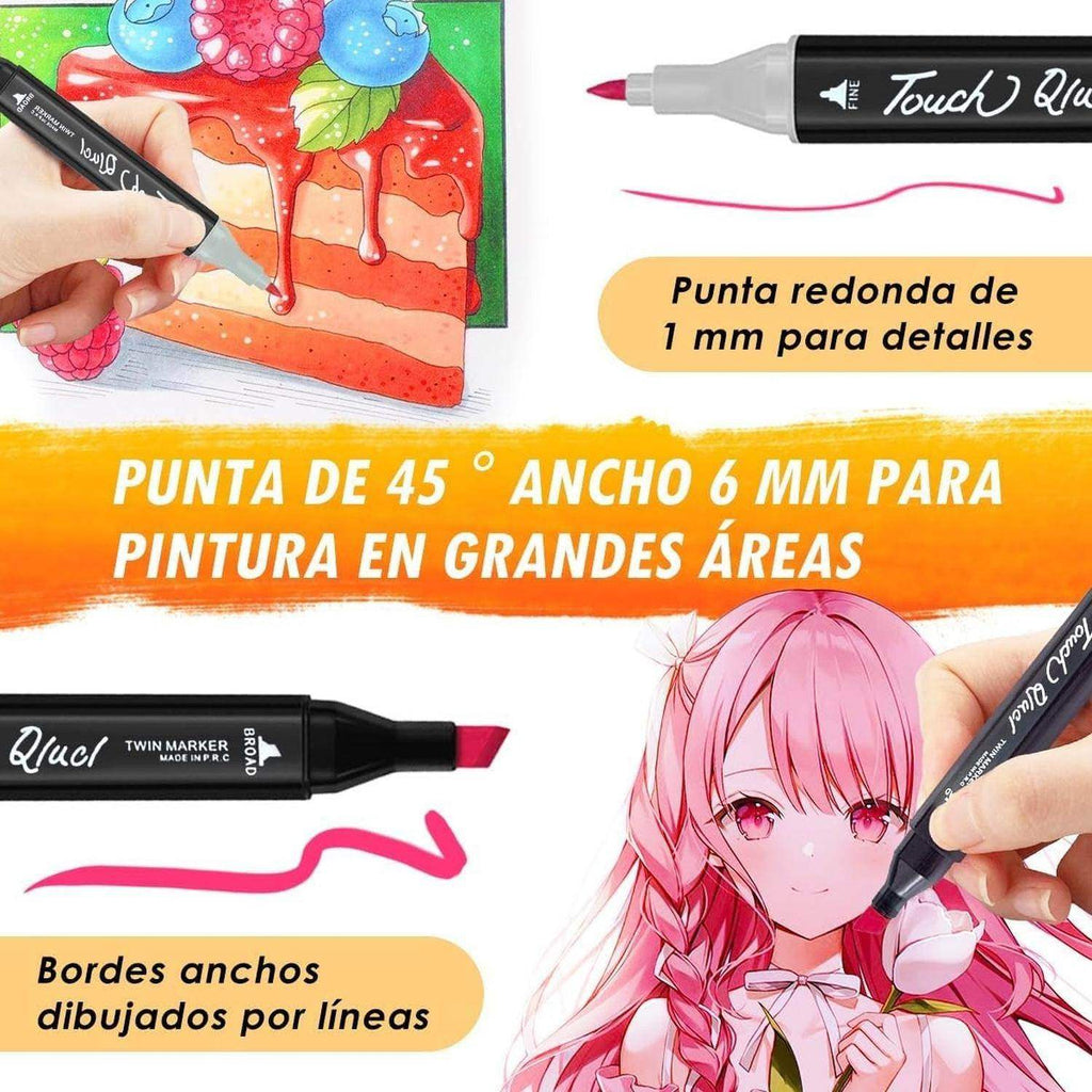 Set 48 Marcadores Doble Punta Rotuladores Plumones Touch - Fliperex