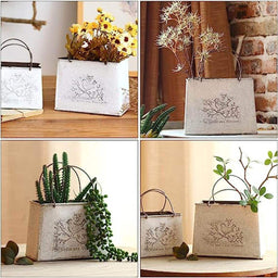 Macetero Florero Maceta Cartera Metálico Frances Le Jardin - Fliperex