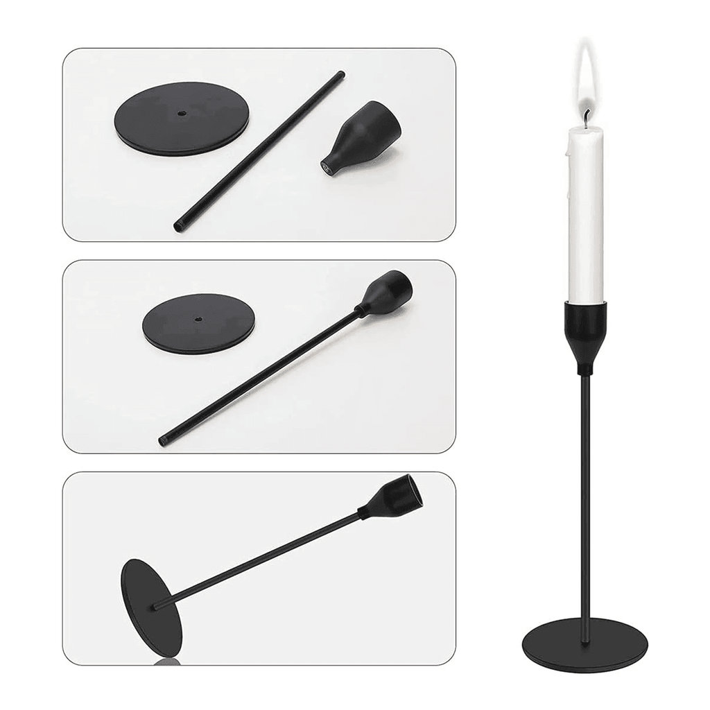 Set 3 Candelabros Porta Velas Negro Decora Centro De Mesa - Fliperex