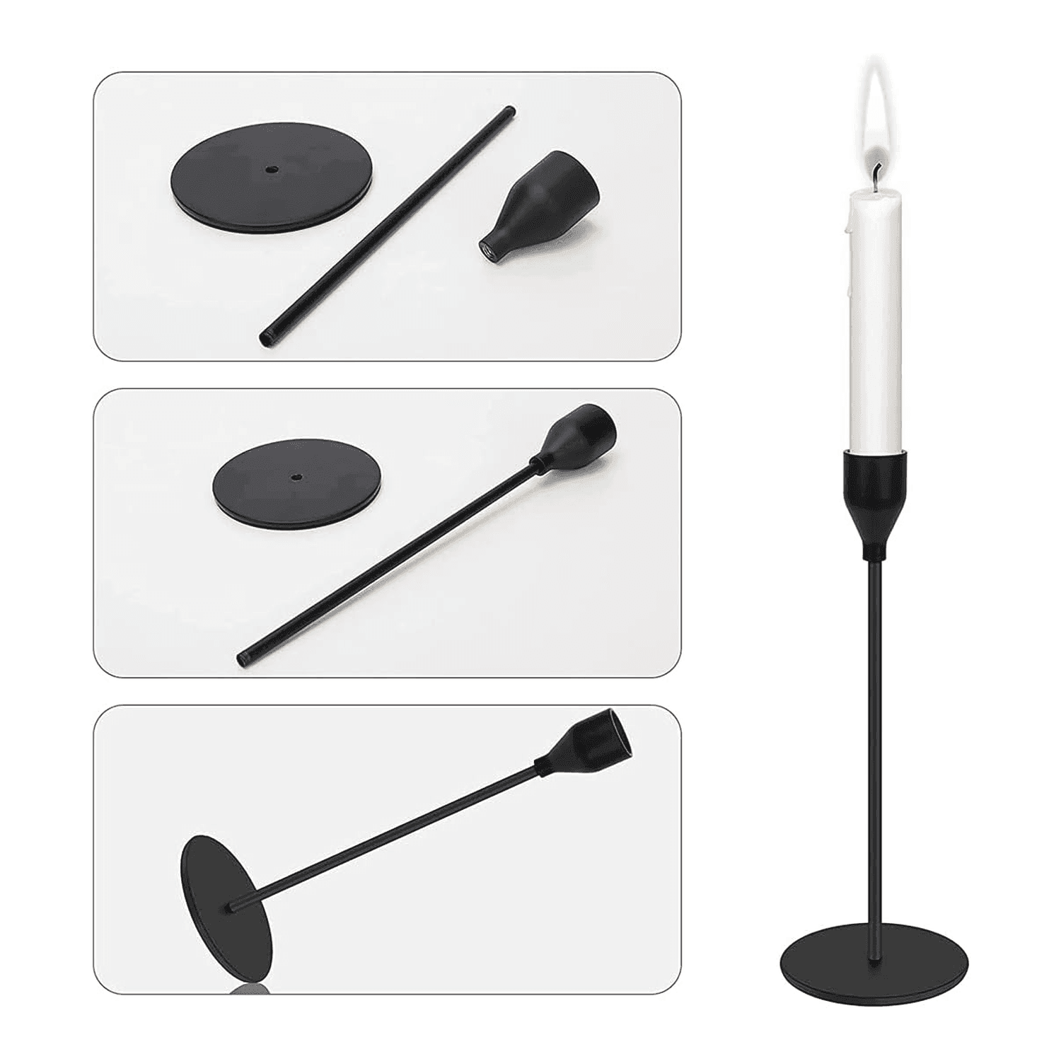 Set 3 Candelabros Porta Velas Negro Decora Centro De Mesa - Fliperex