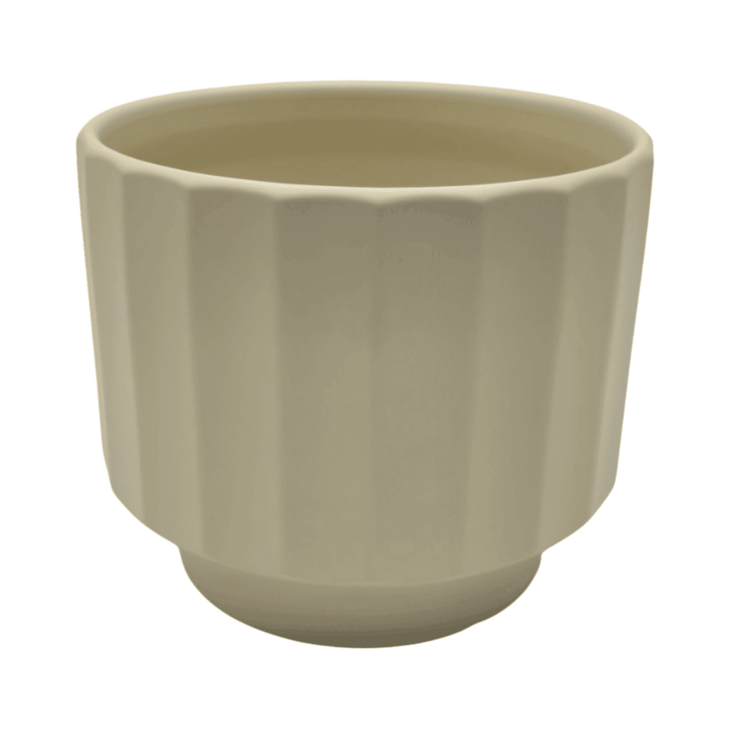 Macetero Maceta De Ceramica Limon Mate Lineas Verticales L - Fliperex