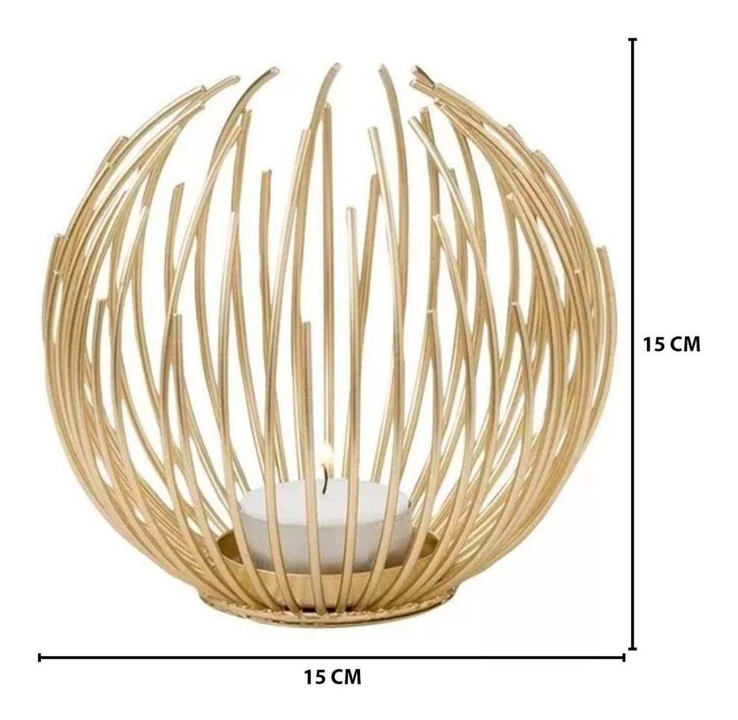 Candelabro Porta Vela Dorado Estilo Nórdico Decorativo - Fliperex