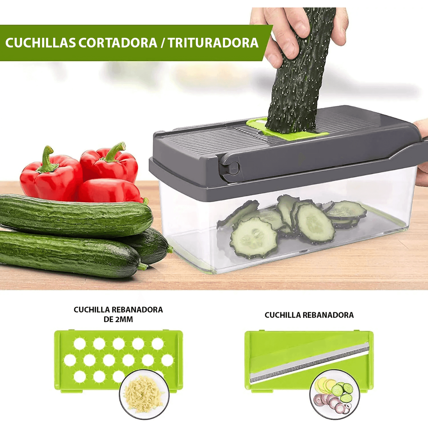 Set Picador Cortador De Verduras y Frutas 14 En 1 Rallador - Fliperex