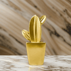Adorno Cactus De Resina Dorado Decoracion Mesa Oficina D2 - Fliperex