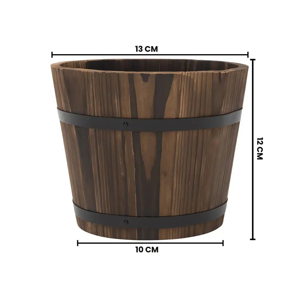 Macetero De Madera Tipo Barril Para Jardin Terraza Planta XS