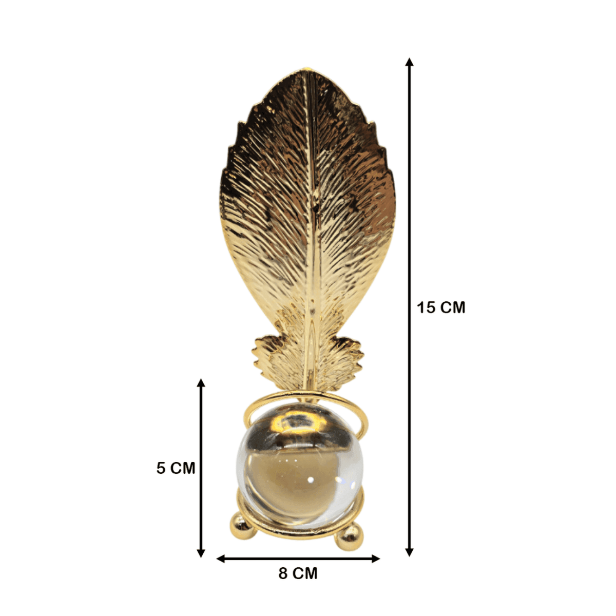 Hoja Dorada Con Bola De Cristal Adorno Elegante Para Mesas - Fliperex