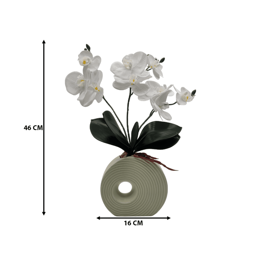 Planta Artificial Orquidea Decorativa Macetero De Ceramica M - Fliperex