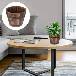 Macetero De Madera Tipo Barril Para Jardin Terraza Planta M