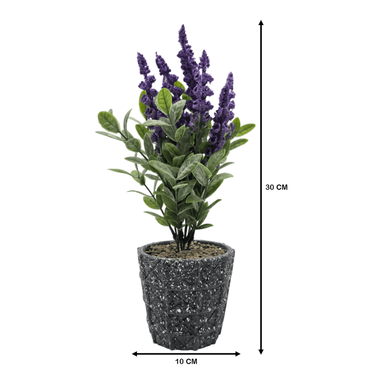 Planta Artificial Lavanda Macetero De Cemento Gris Diseño - Fliperex
