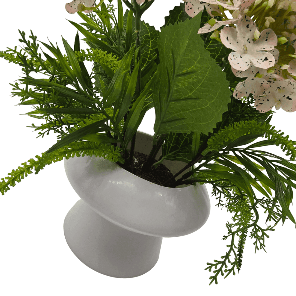 Planta Artificial Hortensia Decorativa Macetero De Ceramica - Fliperex