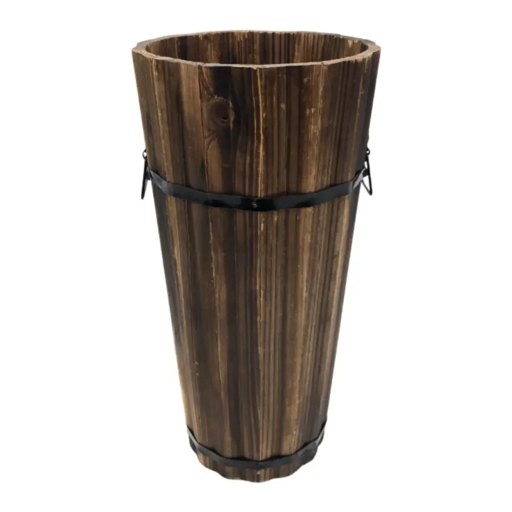 Macetero De Madera Tipo Barril Largo Bajo Jardin Terraza L - Fliperex