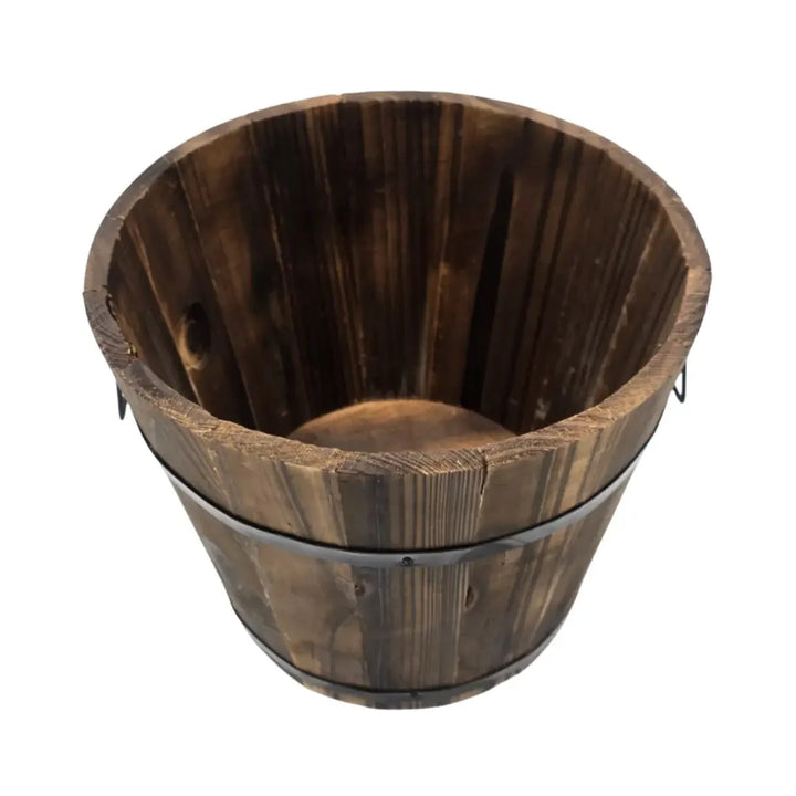 Macetero De Madera Tipo Barril Para Jardin Terraza Planta L - vista 2