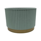 Macetero Plastico Redondo Bajo Premium Verde Base Dorado - Fliperex