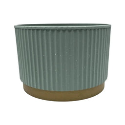 Macetero Plastico Redondo Bajo Premium Verde Base Dorado - Fliperex