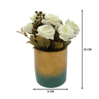 Planta Artificial Macetero Dorado Con Rosas Decorativas - Fliperex