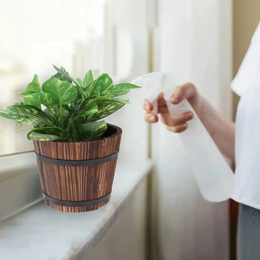 Macetero De Madera Tipo Barril Para Jardin Terraza Planta S