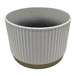 Macetero Plastico Redondo Bajo Premium Blanco Base Dorado - Fliperex