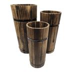 Macetero De Madera Tipo Barril Largo Alto Jardin Terraza M - Fliperex