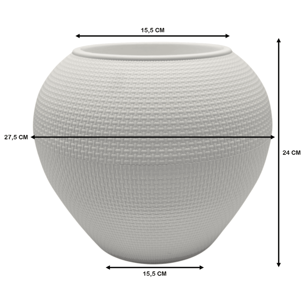 Macetero Plastico Redondo Ovalado Moderno Con Textura L - Fliperex