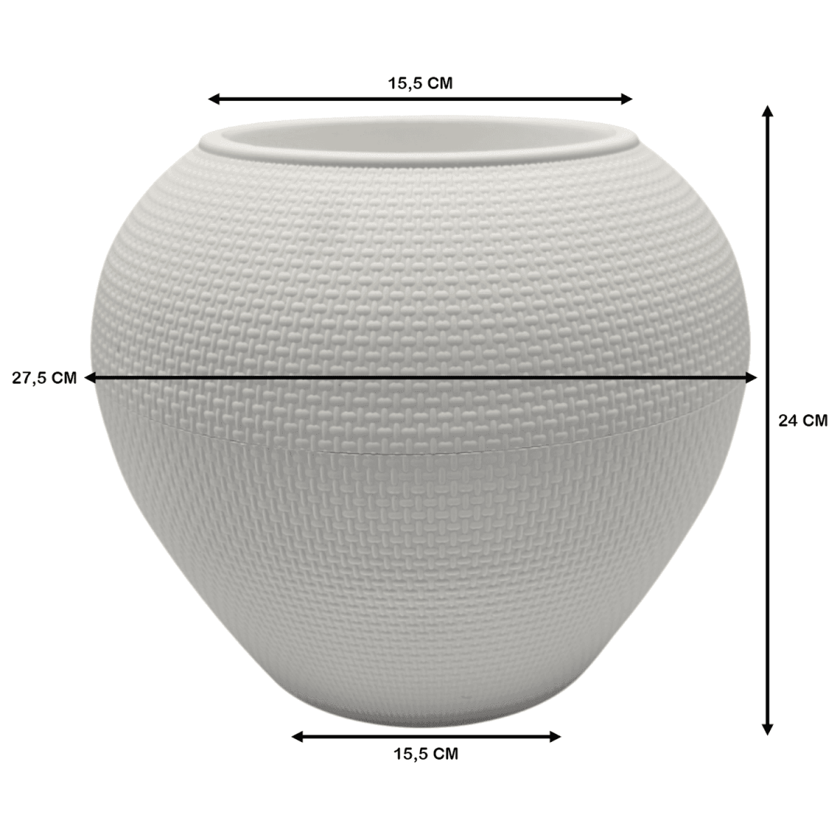 Macetero Plastico Redondo Ovalado Moderno Con Textura L - Fliperex