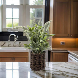 Planta Artificial Lavanda Decorativa Macetero De Rattan Deco - Fliperex