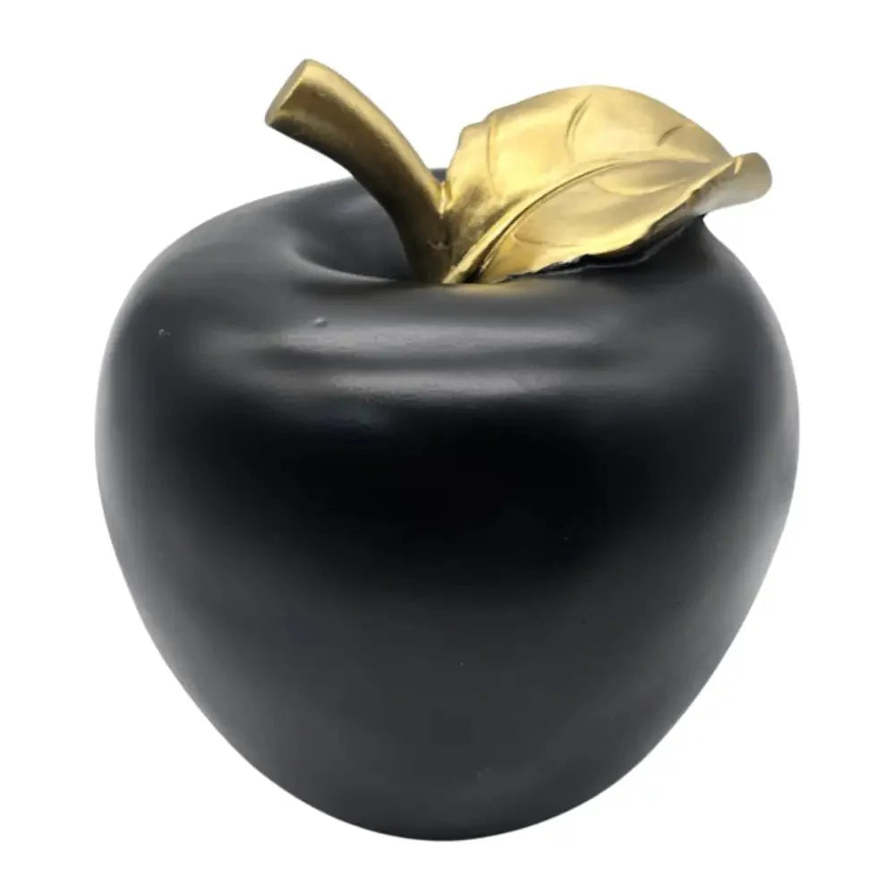 Figura Adorno De Manzana Negra Decorativa En Resina Moderna - Fliperex