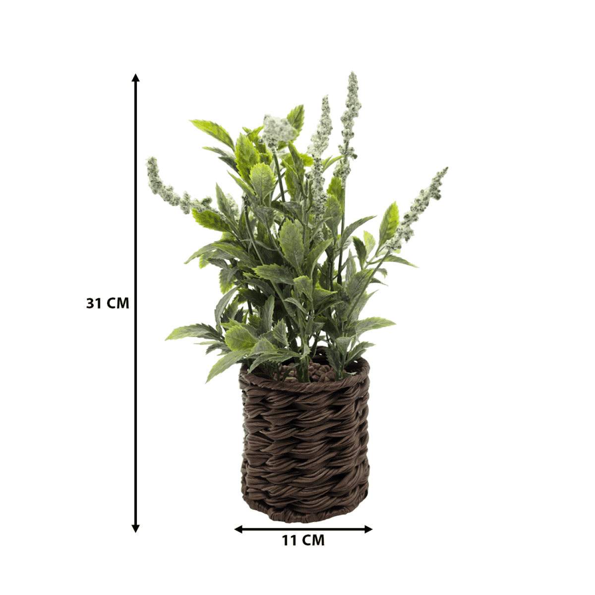 Planta Artificial Lavanda Decorativa Macetero De Rattan Deco - Fliperex