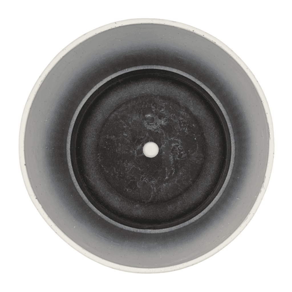 Macetero Plastico Redondo Bajo Premium Blanco Base Dorado - Fliperex