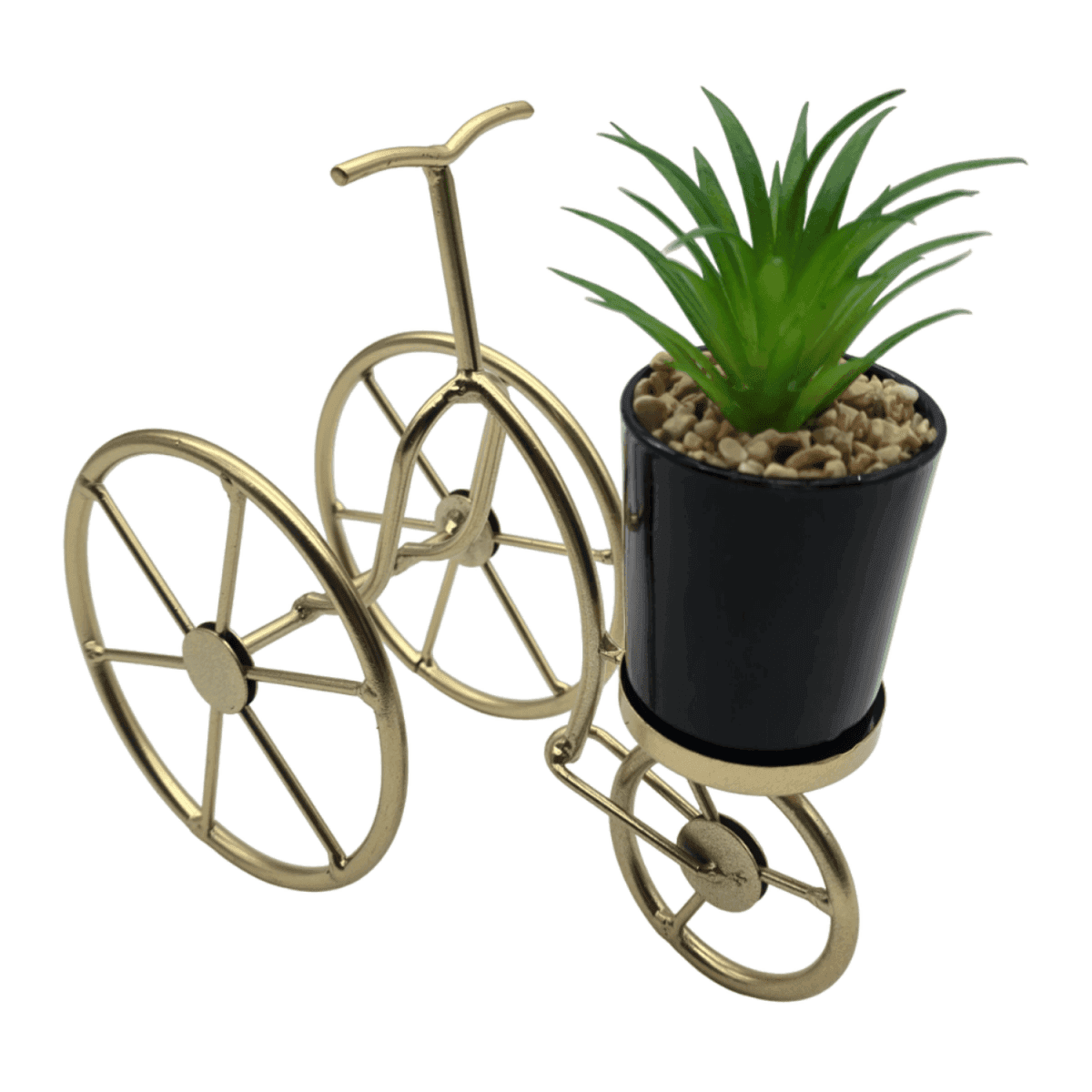 Figura Decorativa Bicicleta Metal Adorno Dorado Mini Planta - Fliperex